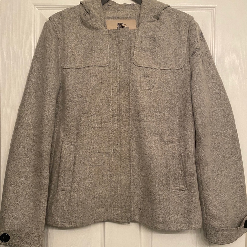 Grey Burberry Wool Coat
